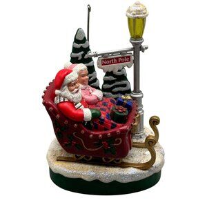 not tested Santa & Mrs. Claus North Pole Musical Sleigh Decoration figurine READ